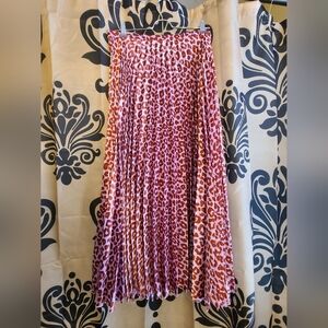 Asos pink animal print pleated skirt